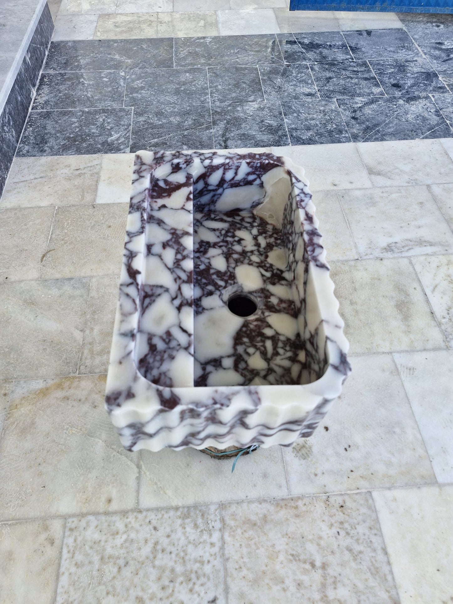Handmade Natural Marble Rectangular Vessel Sink, Luxury Bathroom Vanity Basin