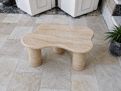 Travertine Coffee Table, Organic Stone Sculptural Living Room Furniture