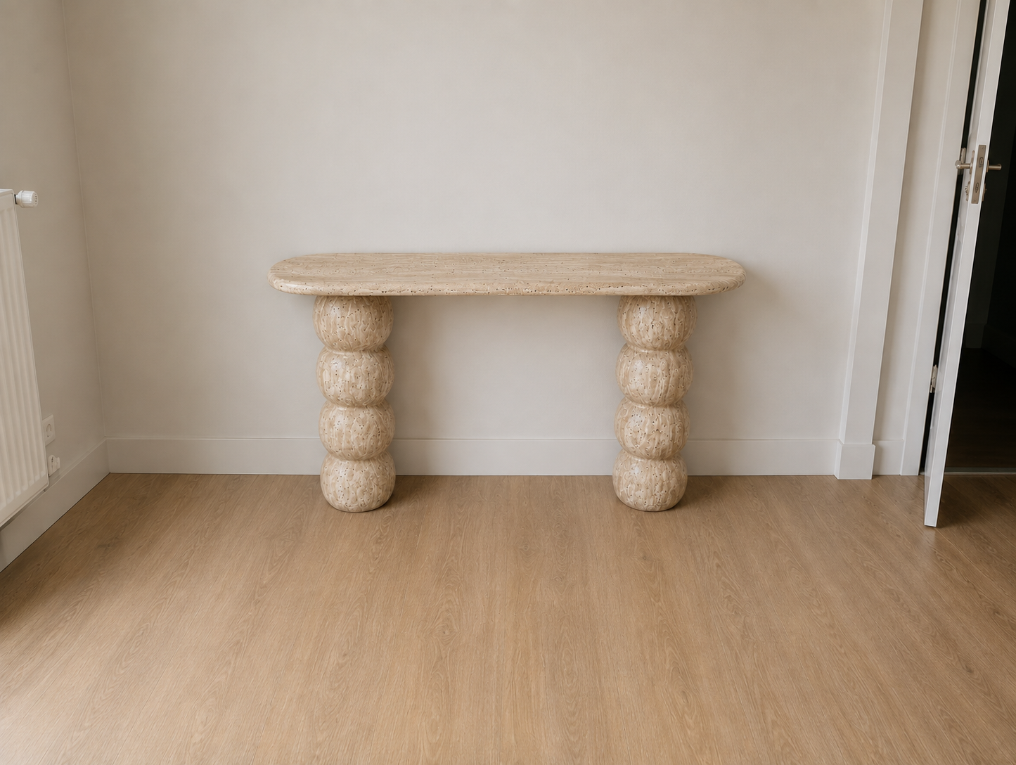 Travertine Console Table, Sculptural Stone Entryway Table, Organic Modern Furniture