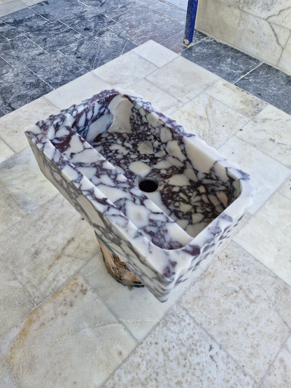 Handmade Natural Marble Rectangular Vessel Sink, Luxury Bathroom Vanity Basin