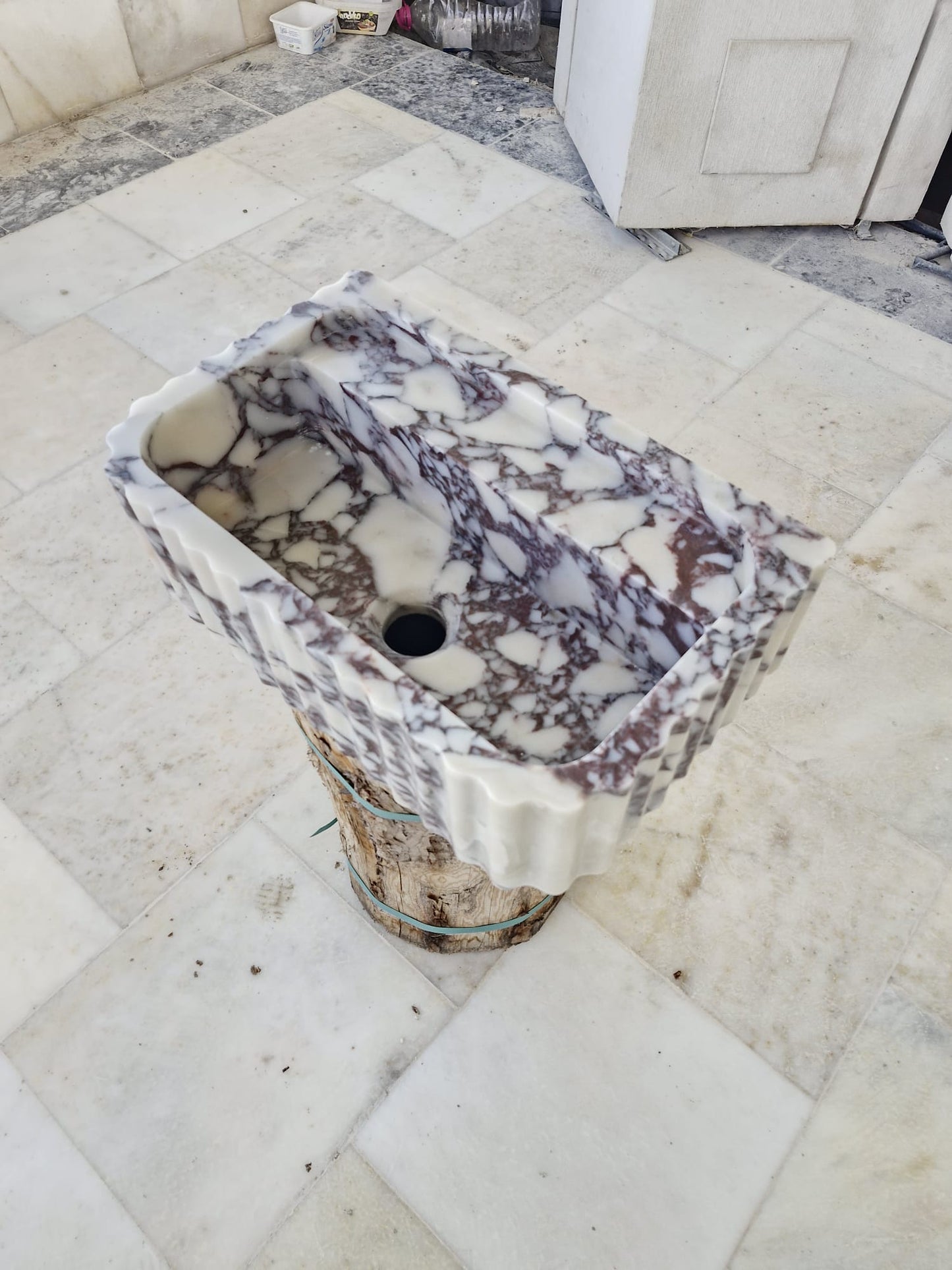 Handmade Natural Marble Rectangular Vessel Sink, Luxury Bathroom Vanity Basin