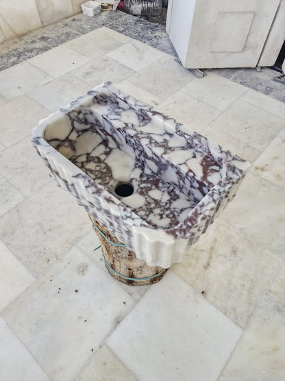 Handmade Natural Marble Rectangular Vessel Sink, Luxury Bathroom Vanity Basin