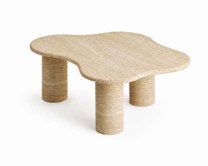 Travertine Coffee Table, Organic Stone Sculptural Living Room Furniture