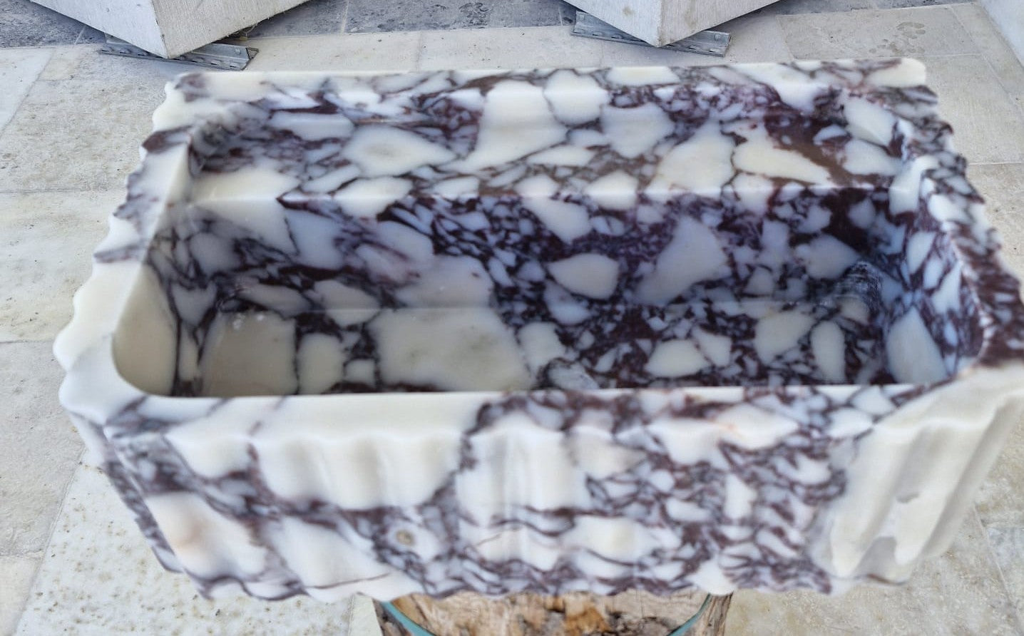 Handmade Natural Marble Rectangular Vessel Sink, Luxury Bathroom Vanity Basin