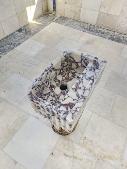 Handmade Natural Marble Rectangular Vessel Sink, Luxury Bathroom Vanity Basin