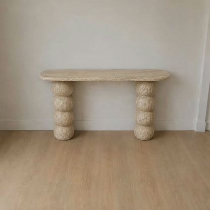 Travertine Console Table, Sculptural Stone Entryway Table, Organic Modern Furniture