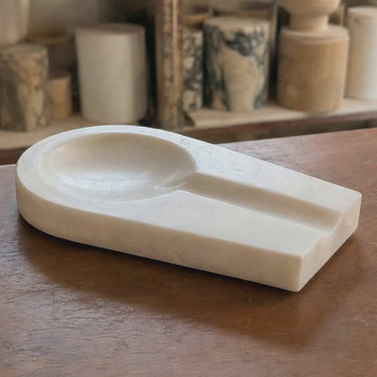 Handmade Marble Cigar Ashtray, Natural Stone Cigar Rest, Luxury Stone Ashtray, Minimalist Smoking Accessory, Gift for Cigar Lovers
