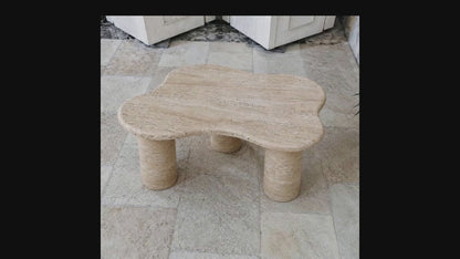 Travertine Coffee Table, Organic Stone Sculptural Living Room Furniture